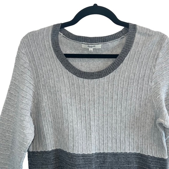 Madewell Crewneck Grey Color Block Sweater L - Picture 3 of 9